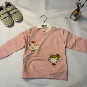 Blush Pink Sweatshirt with Cartoon Kids Print - Birdy and Bean
