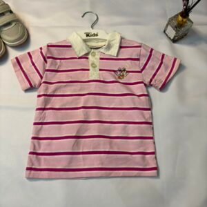 Striped Polo with Puppy Embroidery - Birdy and Bean