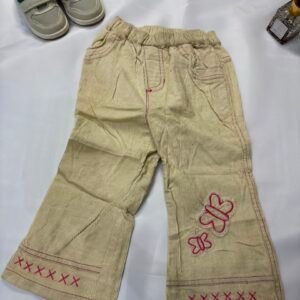 Cream Corduroy Pants with Butterfly Embroidery - Birdy and Bean