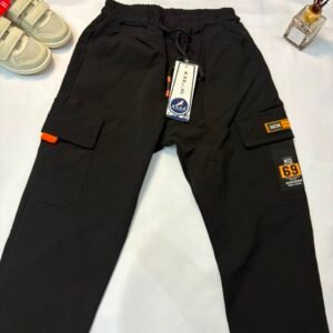 Black Cargo Pants with Patch Details (Koofiehof) - Birdy and Bean