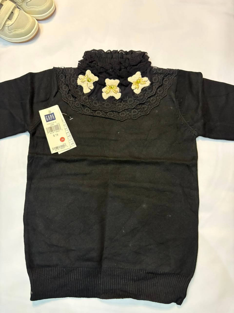 Black Lace Collar Sweater - Birdy and Bean