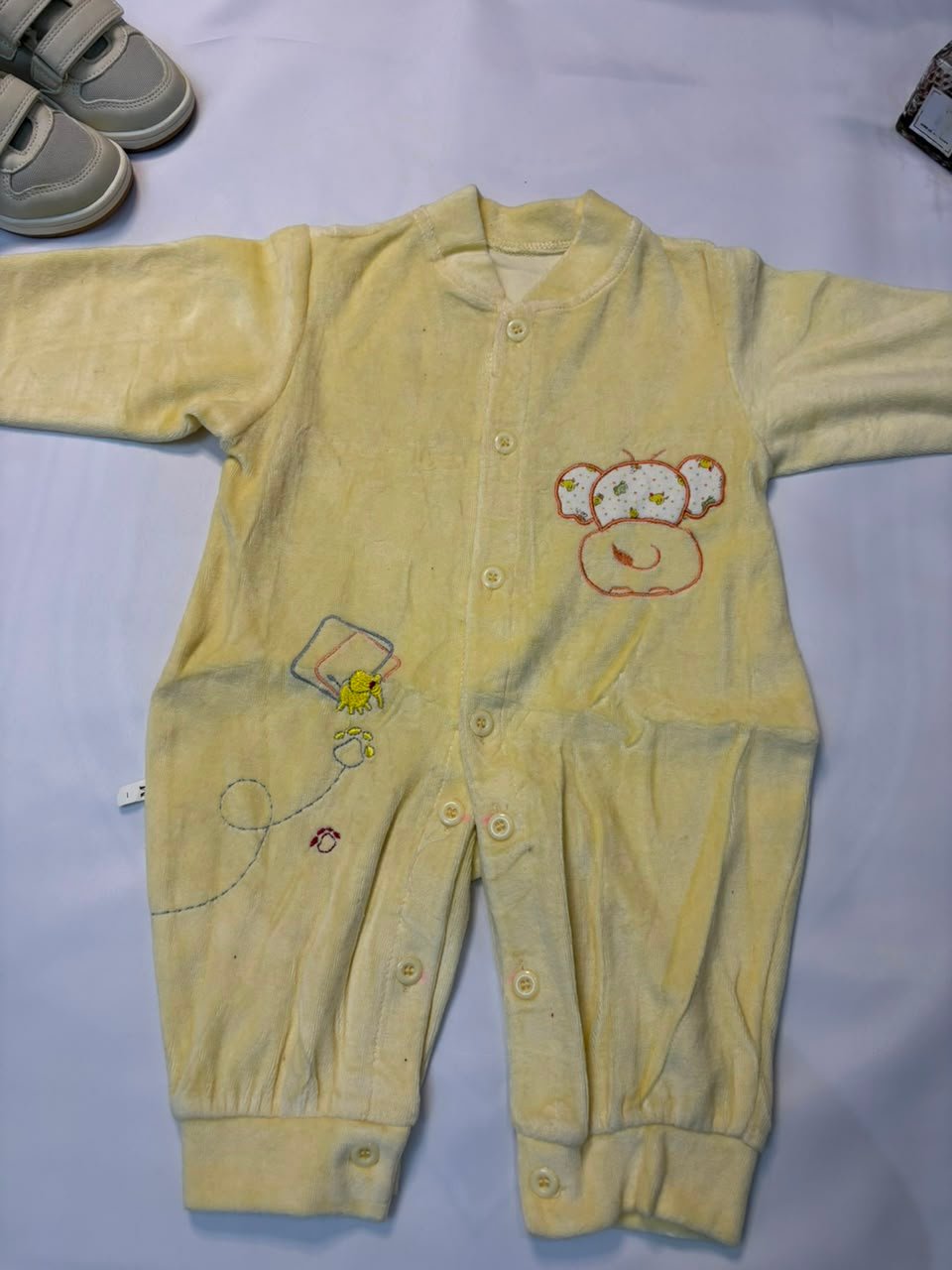 Yellow Velour Baby Romper - Birdy and Bean