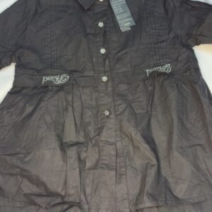 Black Button-Front Peplum Top
