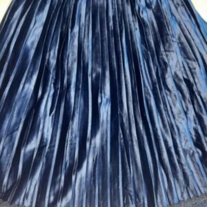 Navy Velvet Pleated Skirt