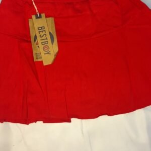 Red Pleated Drawstring Skirt